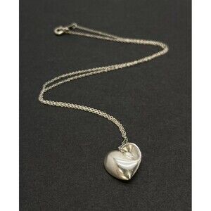 Tiffany & Co. 925 Sterling Silver Folded Heart Pendant Necklace Authentic